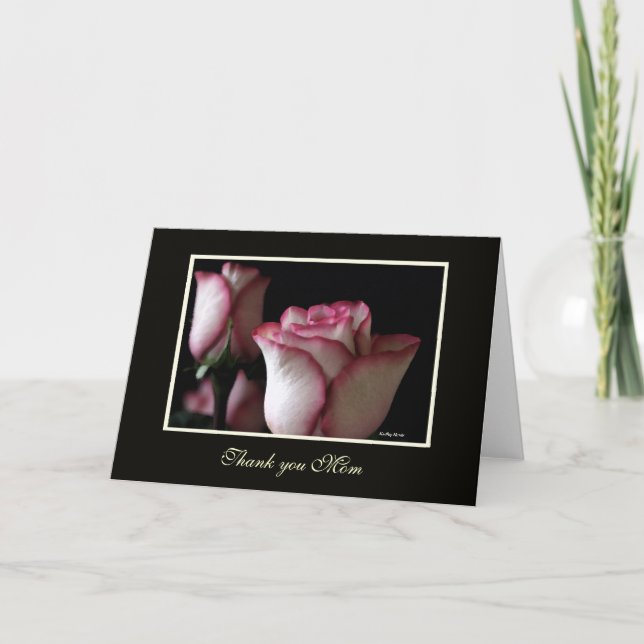 Cartões Rosa Obrigado Mamãe (Frente)