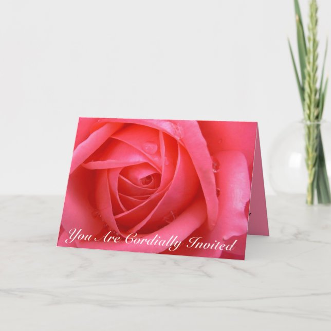 Cartões rosa Personalizados Convites de Casamento  (Frente)