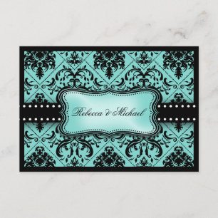 Cartões RSVP Azul Aqua Negro