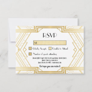 Cartões RSVP Convites de Casamento Vintage Gatsby
