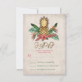 Cartões RSVP de ananás tropicais