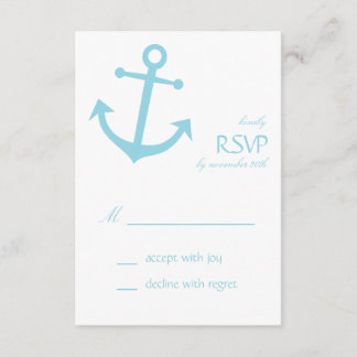 Cartões RSVP de Âncora de Barcos Náuticos (Azul Pá