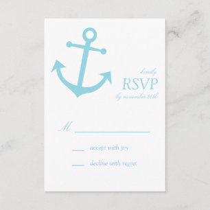 Cartões RSVP de Âncora de Barcos Náuticos (Azul Pá