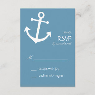 Cartões RSVP de Âncora de Barcos Náuticos (Cinza A