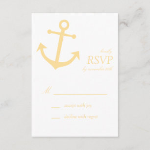 Cartões RSVP de Âncora de Barcos Náuticos (Dourado