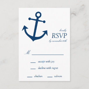 Cartões RSVP de Âncora de Barcos Náuticos (Marinho