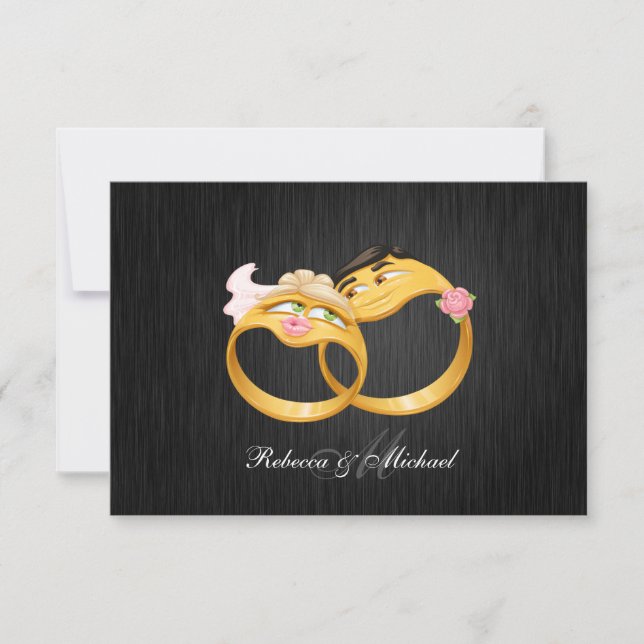 Cartões RSVP de Anéis de Casamento dele e dela (Frente)