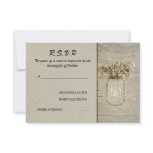 Cartões RSVP de Barn Russo Respiração de Mason Jar