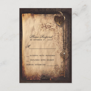 Cartões RSVP de bloqueio cardíaco e casamento vint