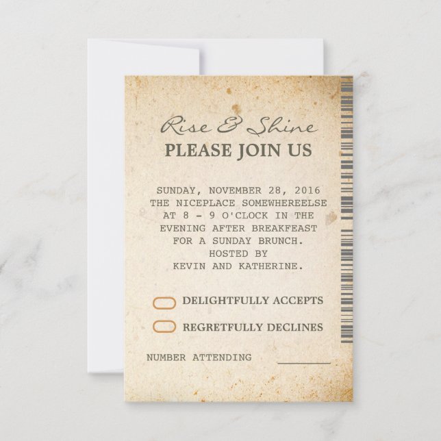 Cartões RSVP de Casamento Adicional de Brunch (Frente)