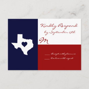Cartões RSVP de Casamento Azul-Branco no Texas