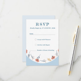 Cartões RSVP De Casamento Azul De Bebê Belo Retro