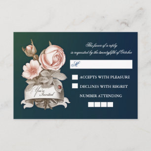 Cartões RSVP de casamento azul lindos
