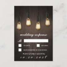 Cartões RSVP de Casamento Chic Rustic Lights Vinta
