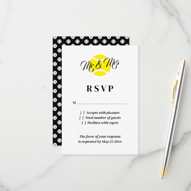Cartões RSVP de casamento com tema de tênis excepc (Frente/Verso In Situ)