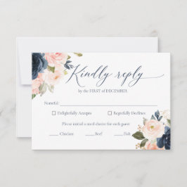 Cartões RSVP de Casamento Cor-de-Rosa Azul e Azul
