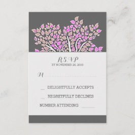 Cartões RSVP de casamento da árvore roxa elegante