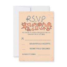 Cartões RSVP de casamento da praia de coral náutic