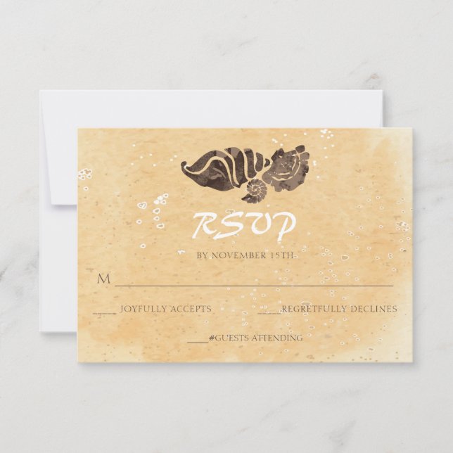 Cartões RSVP de Casamento de Areia/Areia (Frente)