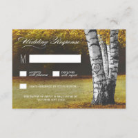 Cartões RSVP de Casamento de Árvore de Birch Cardí