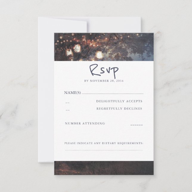 Cartões RSVP de Casamento de Árvore Rustic e Mason (Frente)