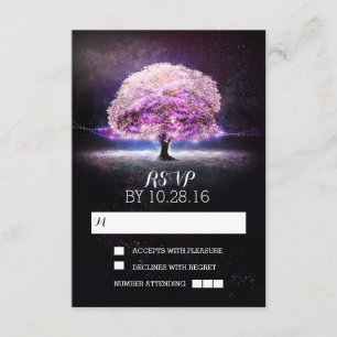 Cartões RSVP de casamento de árvores