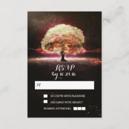 Cartões RSVP de casamento de árvores