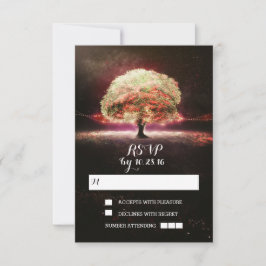 Cartões RSVP de casamento de árvores