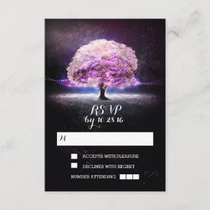 Cartões RSVP de casamento de árvores