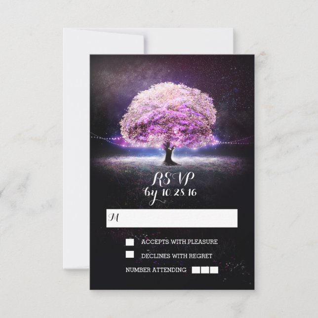 Cartões RSVP de casamento de árvores (Frente)
