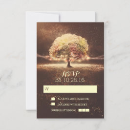 Cartões RSVP de casamento de árvores