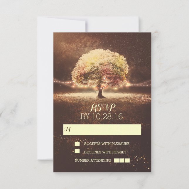 Cartões RSVP de casamento de árvores (Frente)