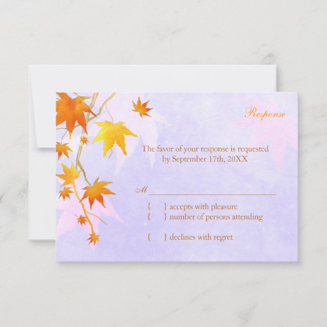 Cartões RSVP de Casamento de Autumn Leaf Autumn (Frente)