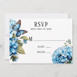 Cartões RSVP de Casamento de Borboleta Floral Hydr