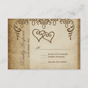 Cartões RSVP de Casamento de Burlap Russos de Cora