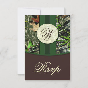 Cartões RSVP de Casamento de Camo de Caça ao Monog