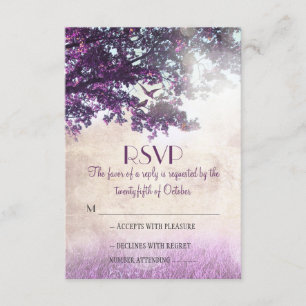Cartões RSVP de casamento de carvalho velho roxo