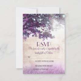 Cartões RSVP de casamento de carvalho velho roxo