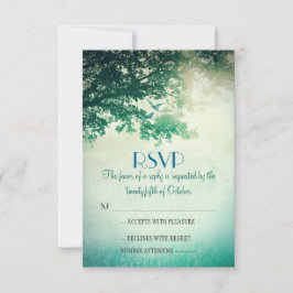 Cartões RSVP de casamento de carvalhos antigos