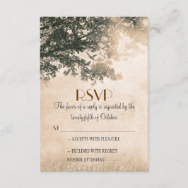 Cartões RSVP de casamento de carvalhos antigos