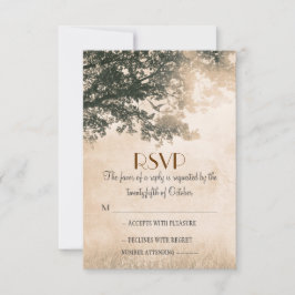 Cartões RSVP de casamento de carvalhos antigos