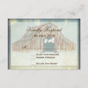 Cartões RSVP de Casamento de Casamento de Barn na 