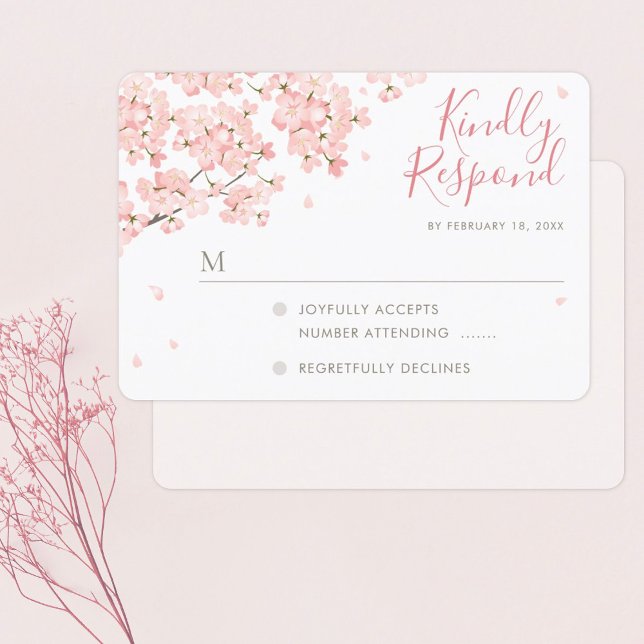 Cartões RSVP de Casamento de Cerejeira Sakura (Criador carregado)