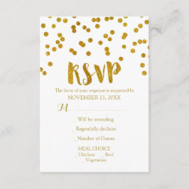 Cartões RSVP de Casamento de Confetti Dourado