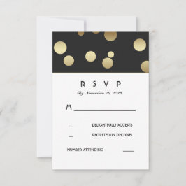 Cartões RSVP de Casamento de Confetti Dourado Faux