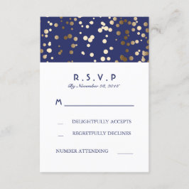 Cartões RSVP de Casamento de Confetti marinhos e D