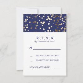 Cartões RSVP de Casamento de Confetti marinhos e D