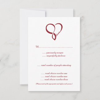 Cartões RSVP de Casamento de Coração de Amor Verme