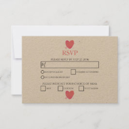 Cartões RSVP de Casamento de Coração Rustic Waterc