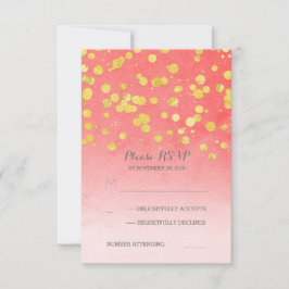 Cartões RSVP de casamento de corais cor-de-rosa ou
